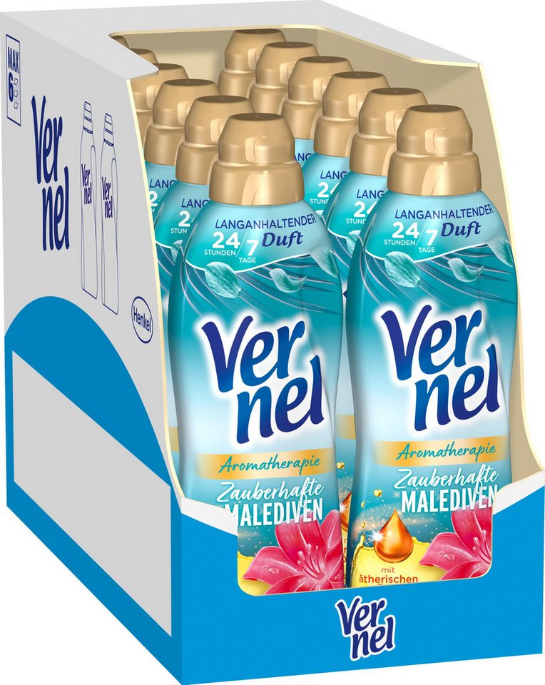 Vernel Aromatherapie Zauberhafte Malediven 12 x 37 WL (444 WL) Weichspüler (Vorratspack, [12-St. mit ätherischen Ölen) von Vernel
