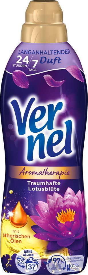 Vernel VERNEL Aromatherapie Weichspüler 37WL Lotusblüte 814ml Weichspüler (1-St. mit ätherischen Ölen) von Vernel