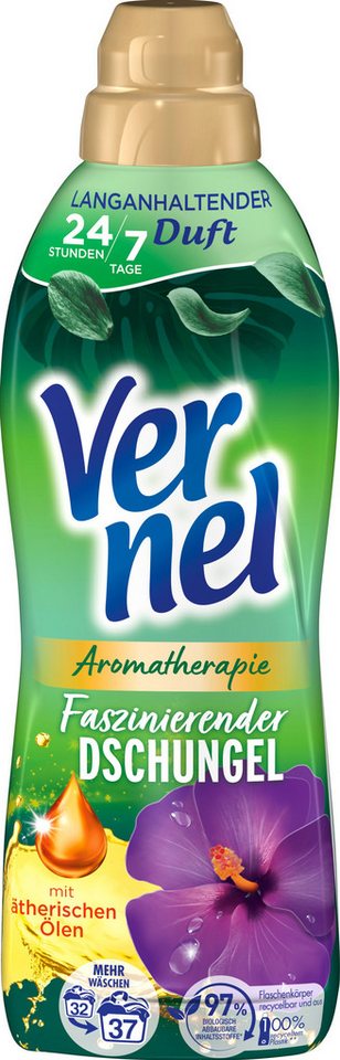 Vernel VERNEL Aromatherapie Weichspüler 37WL Dschungel 814ml Weichspüler (1-St. mit ätherischen Ölen) von Vernel