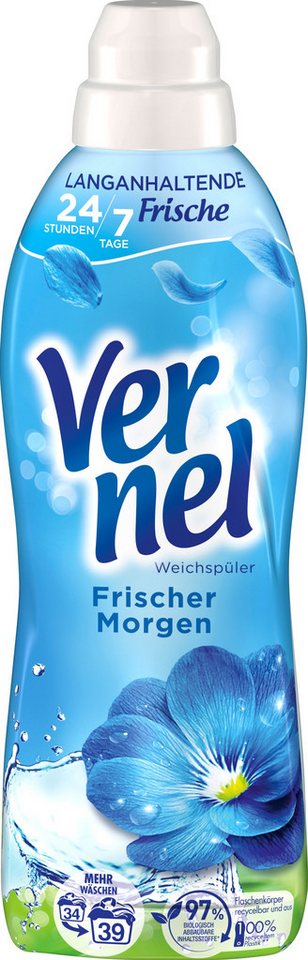 Vernel VERNEL Weichspüler Frischer Morgen 39WL Flasche 858ml Weichspüler (1-St. für 24/7 langanhaltende Frische) von Vernel