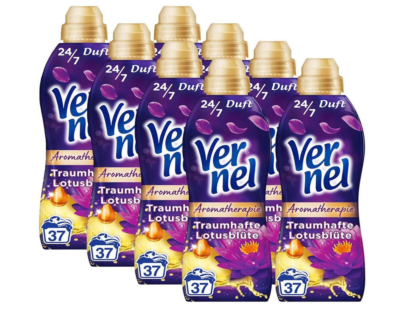 Vernel Aromatherapie Traumhafte Lotusblüte 8x 37 WL (296 WL) Weichspüler (Spar-Pack, [8-St. mit ätherischen Ölen) von Vernel