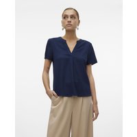 Vero Moda Blusenshirt "VMMYMILO SS V-NECK TOP WVN GA" mit Leinen von Vero Moda