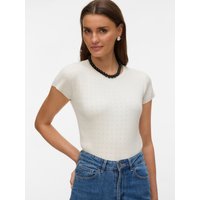 Vero Moda Kurzarmpullover "VMSILJE C/S O-NECK POINTELLE PULL NOOS" Sommerpulli von Vero Moda