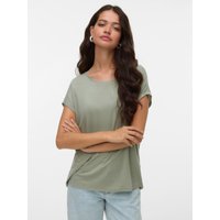 Vero Moda Rundhalsshirt "VMAVA PLAIN SS TOP GAJRS NOOS" Materialmix, regular fit von Vero Moda