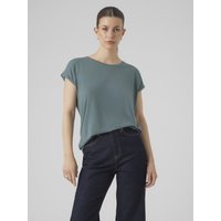 Vero Moda Rundhalsshirt "VMAVA PLAIN SS TOP GAJRS NOOS" Materialmix, regular fit von Vero Moda