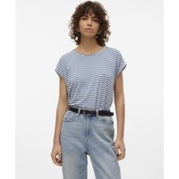 Vero Moda Rundhalsshirt "VMAVA PLAIN SS TOP STRIPE GA JRS NOOS" von Vero Moda