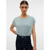 Vero Moda Rundhalsshirt "VMLAVA PLAIN SS TOP LUREX STRIPE" von Vero Moda