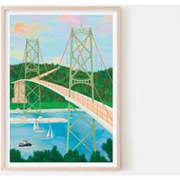 Halifax Poster, Kunstdruck, Nova Scotia Wandkunst, Macdonald Bridge Mackay Bridge, Herbst Kanada Wanddekoration, Illustration von Veroillustrates