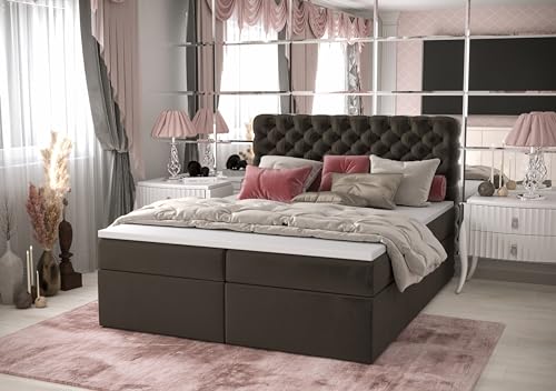 Verona Idee Boxspringbett Mercury 140x200 Größen Inkl. Lattenrost 2 Bettkasten Bonell Matraze und Toper 4cm -Graphit- von Verona Idee