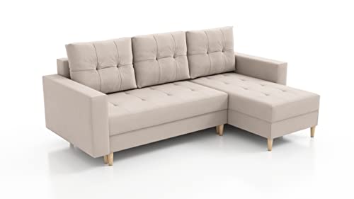 Verona Idee Meli - Beige Eckofa mit Schalffunktion Sofa zum Entspannen Bettsofa Moderne Stil - Ideal für gesellige Zusammenkünfte von Verona Idee