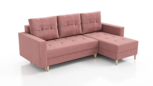 Verona Idee Meli - ROSA Eckofa mit Schalffunktion Sofa zum Entspannen Bettsofa Moderne Stil - Ideal für gesellige Zusammenkünfte von Verona Idee