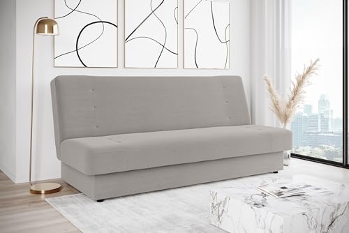 Verona Idee Schlafsofa Merina 3-Sitze Container Schlafsofa, Wohnzimmersofa aus gepolstertem Stoff mit klick-Klack-Öffnung cm 199x77x104 Grau von Verona Idee