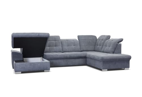 Verona Idee Sofa MOND mit Schalffunktion - Sofa U Form zum Entspannen Bettsofa Moderne Stil -332cm x 220cm x 170 cmIdeal für gesellige Zusammenkünfte - GRAU von Verona Idee