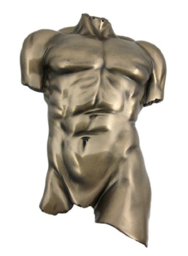 Bronze-Finish, nackter männlicher Torso Wandbehang, Figur Anatomie von Veronese Design