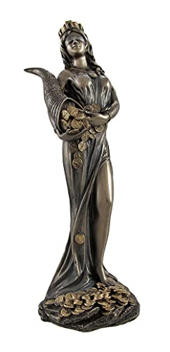 Bronzefarbene Fortuna römische Göttin des Glücks, Statue Tykhe 17,8 cm. von Veronese Design