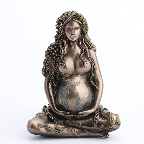 Veronese Design Mutter Erde Gaia sitzende Lotucs Pose bemalte Bronze-Oberfläche Kunstharz Figur von Veronese Design