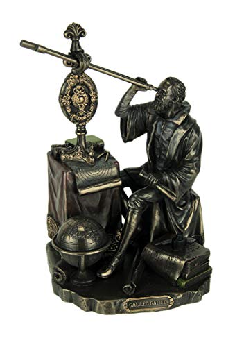 Gallileo Galilei Teleskop-Statue, Bronze-Finish von Veronese Design