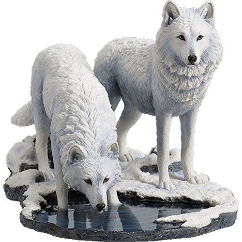 Veronese Design Lisa Parker Winter-Krieger - Zwei Wölfe Skulptur von Veronese Design