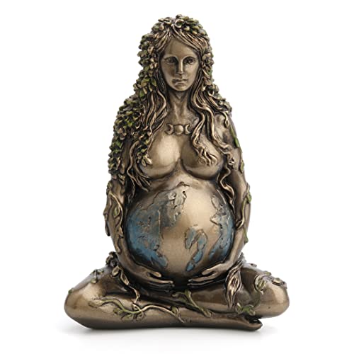 Veronese Design 11,4 cm große Gaia schwangere Mutter Erde sitzend Lotus Yoga Pose Harz Figur handbemalt Bronze-Finish von Veronese Design