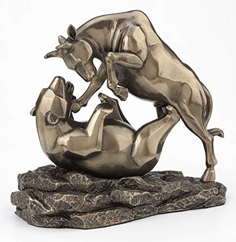 Veronese Design 15,2 cm große Wand-Statue, Bull Bear Fight Financial Broker Geschenk, abstraktes Bronze-Finish von Veronese Design