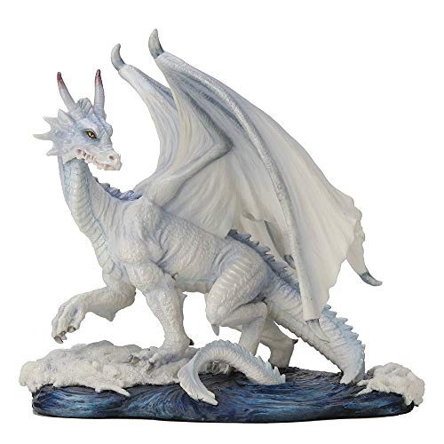 Veronese Design 19,1 cm großer weißer Drachen Mythisches Monster Polyresin handbemalt Drake Figur Statue von Veronese Design