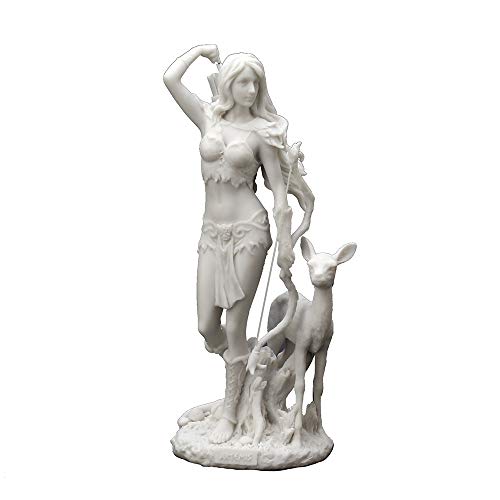 Veronese Design 24 cm hohe Statue aus Kunstharz, gegossenes Marmor-Finish, Artemis, griechische Naturgöttin der Jagd und des Mondes von Veronese Design