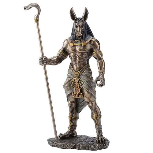 Veronese Design 26,7 cm hohe ägyptische Gott-Anubis mit Kobra-Kopf-Zepter-Statue von Veronese Design