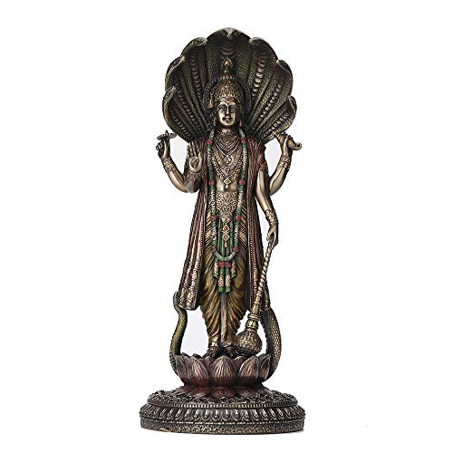 Veronese Design 32,5 cm Hindu-Gott Shesha Vishnu Antik Bronze Finish handbemalte Figur Statue von Veronese Design