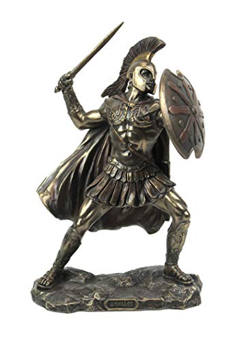 Veronese Design Achilles Trojanischer Kriegsheld mit Speer und Schild Tischstatue Achilleus von Veronese Design