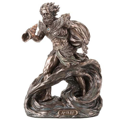 Veronese Design Aeolus, der griechische Gott der Winde, Kaltgussharz, Bronze-Finish, 19 cm von Veronese Design