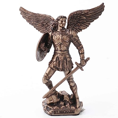Veronese Design Religiöse Figur Erzengel, Heiliger Michael, bemalt, Bronze-Finish, 10,7 cm von Veronese Design
