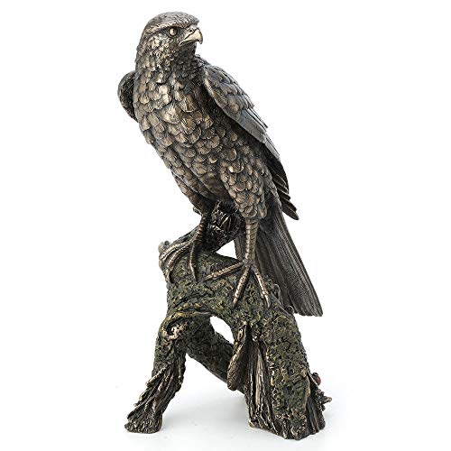 Veronese Design Falkenfigur Spatzenfalke, ruht auf einem Baumzweig, Antik-Bronze, 27 cm von Veronese Design