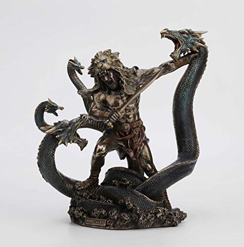 Veronese Design Hercules Battling The Hydra Kaltguss-Statue aus Kunstharz, Antik-Bronze-Finish, 31 cm von Veronese Design