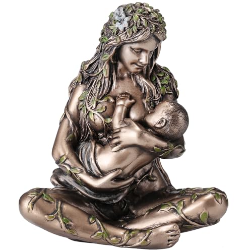 Veronese Design Mutter Erde Gaia Pflegende Baby-Skulptur aus Kunstharz, handbemalt, Bronze-Finish, 11,4 cm von Veronese Design