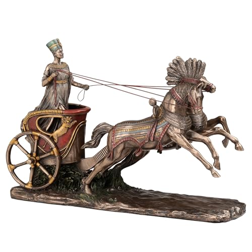 Veronese Design Nofretete Ägyptische Königin fahrendes Pferd gezeichnete Chariot-Statue von Veronese Design