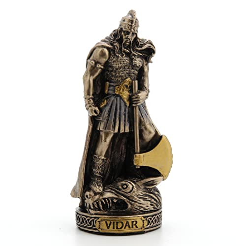 Veronese Design Vidar Miniaturfigur nordischer Gott der Rache, handbemalt, Bronze-Finish, 9,5 cm von Veronese Design