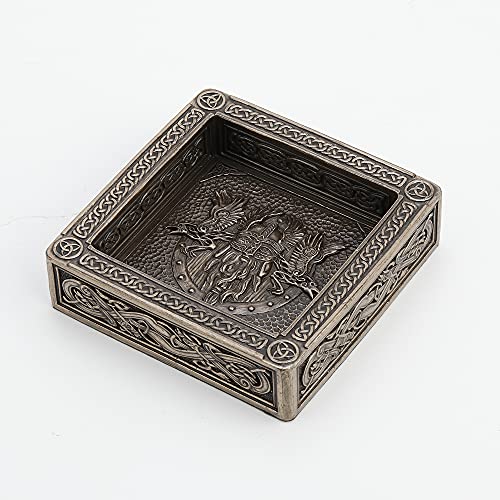 Veronese Design Odin Well of Knowledge Tablett mit Metall-Aschenbecher-Aufsatz, kaltgegossenes bronziertes Kunstharz, Skulptur, quadratischer Kerzenhalter, 10,2 x 10,2 cm von Veronese Design