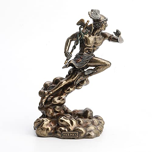 VERONESE Design Polyresin Griechischer Gott Hermes läuft auf Wolken Statue von VERONESE