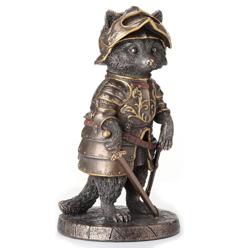 Veronese Design Sir Laveur Waschbär Mann auf Waffen Tier Ritter Kunstharz Figur Bronze-Finish von Veronese Design