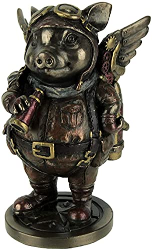 Veronese Design Steampunk Pilotenfigur fliegendes Schwein, Aeronaut von Veronese Design