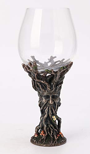 Veronese Design Weinglas mit grünem Mann, 22,9 cm, kaltes Gießharz, Bronze-Finish von Veronese Design