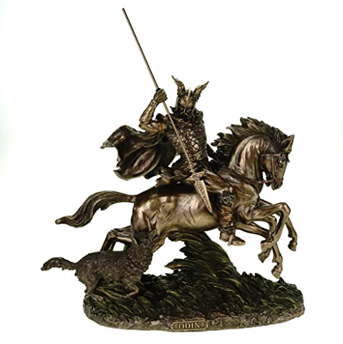 Veronese by Joh. Vogler GmbH Göttervater Odin auf 8 flüssigem Pferd Sleipnir mit Wolf + Speer bronziert Sammel Figur von Veronese by Joh. Vogler GmbH