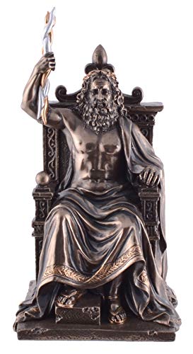 Veronese 708-5871 Figur Göttervater Zeus auf Thron Blitze in Hand bronziert Skulptur 21 cm von Veronese by Joh. Vogler GmbH