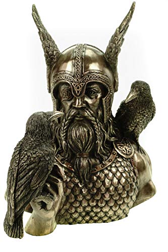 Veronese Odinbüste Odin mit Raben Hugin und Munin bronziert 23 cm Figur Skulptur von Veronese by Joh. Vogler GmbH