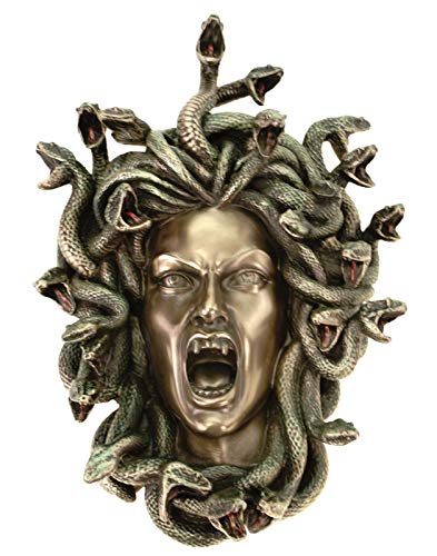 Veronese Wandrelief Kopf der Medusa 18 cm Wanddekoration Figur bronziert von Veronese by Joh. Vogler GmbH