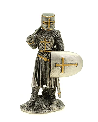 Veronese Zinn Kreuzritter mit Axt und Schild 10 cm Figur Templer Deko Knight Ritter von Veronese