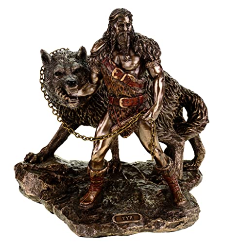 Veronese Figur Germanischer Gott Tyr fängt Fenriswolf bronziert Odin von Veronese by Joh. Vogler GmbH