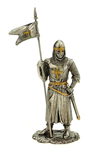 Vogler Zinnritter Zinnritter stehend mit Fahne 10 cm Figur Templer Deko Knight von Veronese