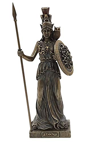 GreekCretanShop Antike griechische Göttin Athene/Minerva mit Schild (Dekorative Bronzestatue 20cm) von Veronese