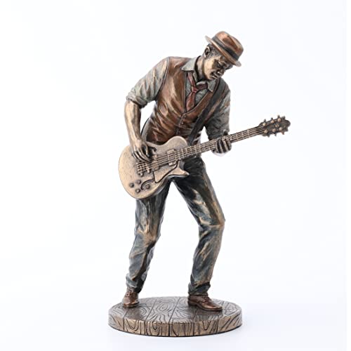 Veronese Design 19,5 cm Jazz Band Casual Guitar Player Resin Statue Cast Bronze Finish von Veronese